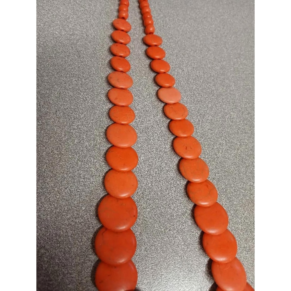 Vintage Graduated Disc Bead Necklace Salmon Large Statement 18" - Picture 3 of 6